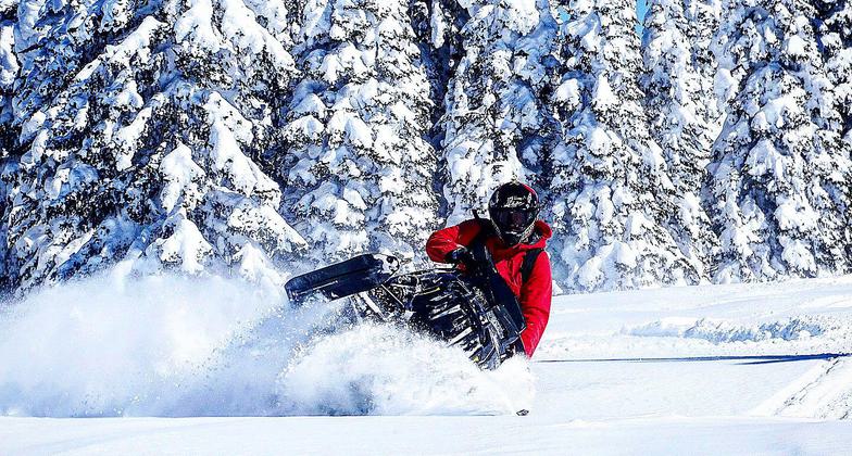 Snowmobilers enjoying fresh snow. Photo by Allyson Orange.
