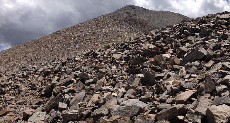 View up towards the summit of Wheeler Peak from along the Wheeler Peak Summit Trail. Photo by Famartin.
