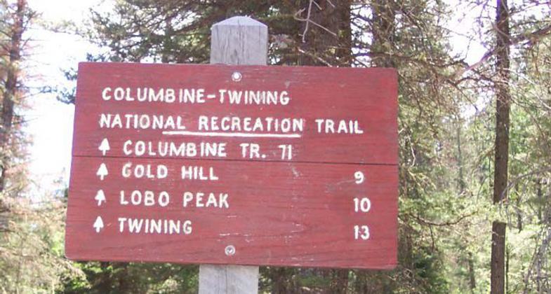 Columbine sign at trailhead. Photo by USDA Forest Service.