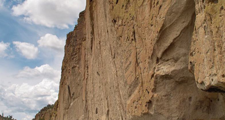 The Frey Trail switchbacks out of Frijoles Canyon and leads to Juniper Campground. Photo by Sally King courtesy NPS.