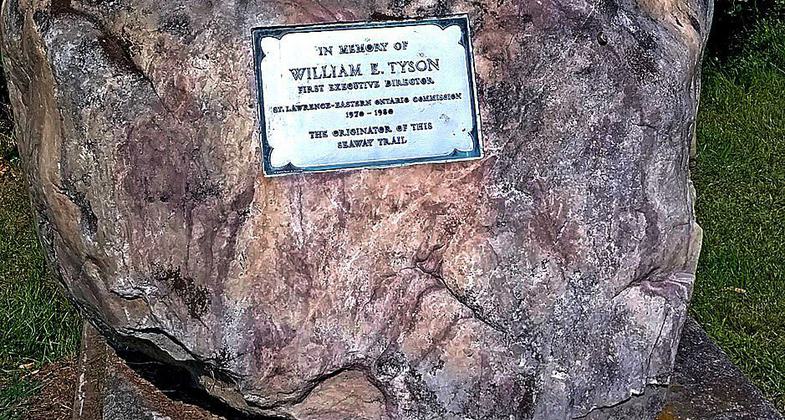Monument to William E. Tyson, founder of the Seaway Trail. Located at Henderson, New York overlooking Lake Ontario. Photo by Loslazos.