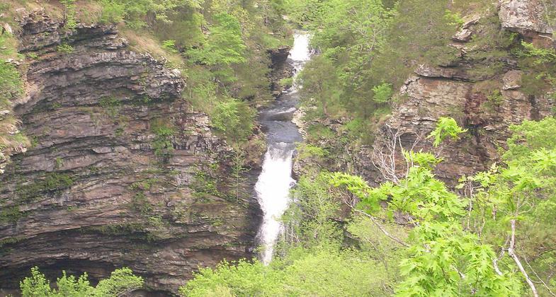 View of Cedar Falls from the overlook in Petit Jean State Park . Photo by ErgoSum88/wiki.