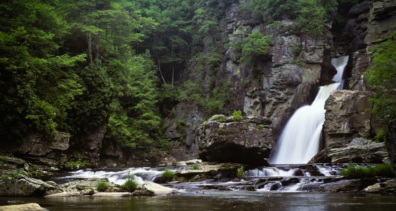 Linville Falls from plunge pool. Photo by Bryan Hodges.