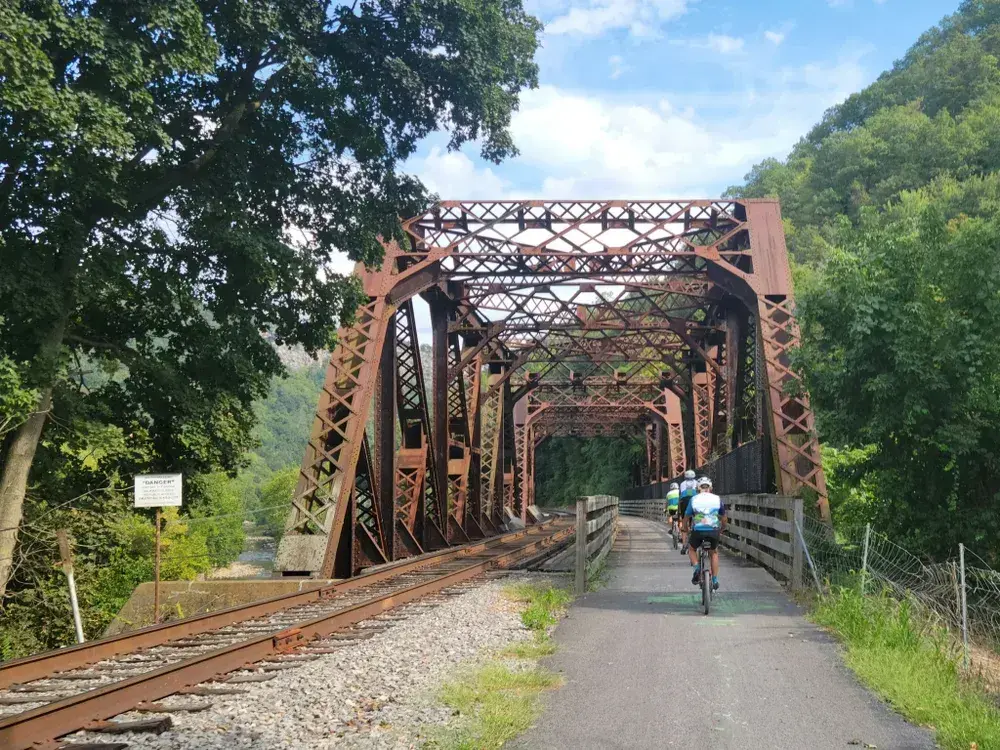 <p>The Great Allegheny Passage runs 135 from near Pittsburgh to Cumberland, MD where it joins the C&O Canal Towpath trail. It provides free recreation on a nearly level rail-trail as well as access to rivers and opportunities to observe wildlife.</p>