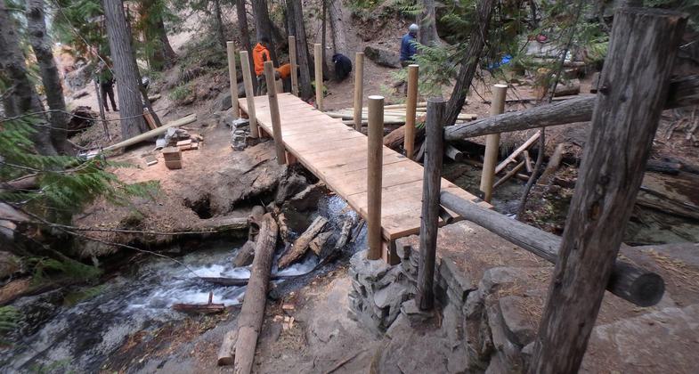 New bridge on Silver Falls Trail. Photo by USFS.