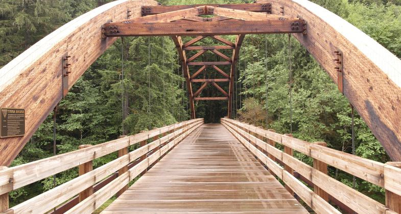 Tioga bridge, a pedestrian crossing across the Umpqua.