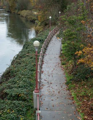 The northern section of the trail, which traverses both sides of the river.