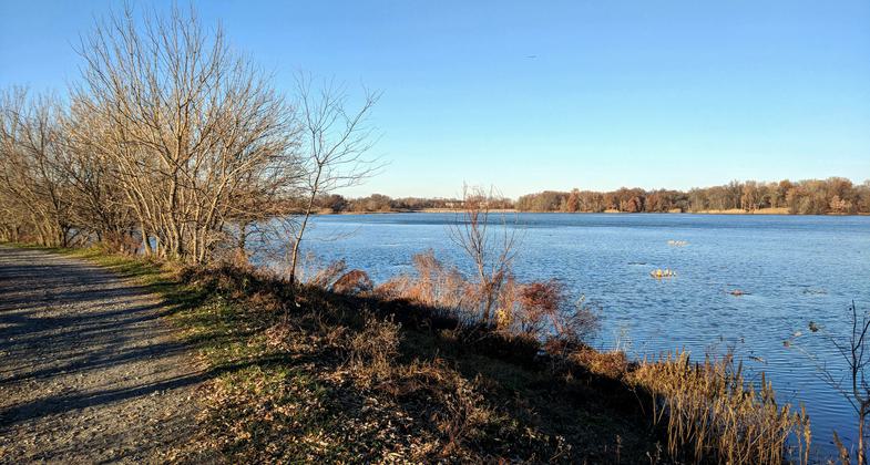Trail on the west side of the impoundment. 12-1-2017. Photo by Jim Walla.