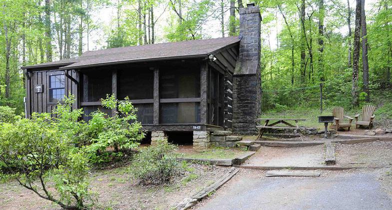 Historic District log cabin in Table Rock State Park. Photo by Bill Fitzpatrick.