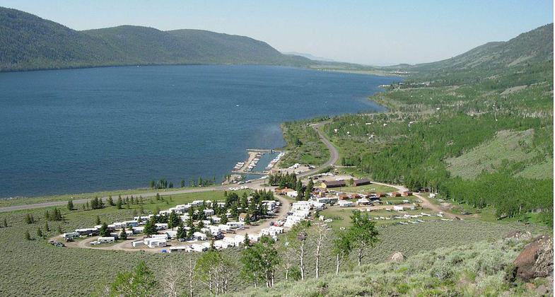 Fish Lake as seen from Pelican Promontory. Photo by Sdej wiki.