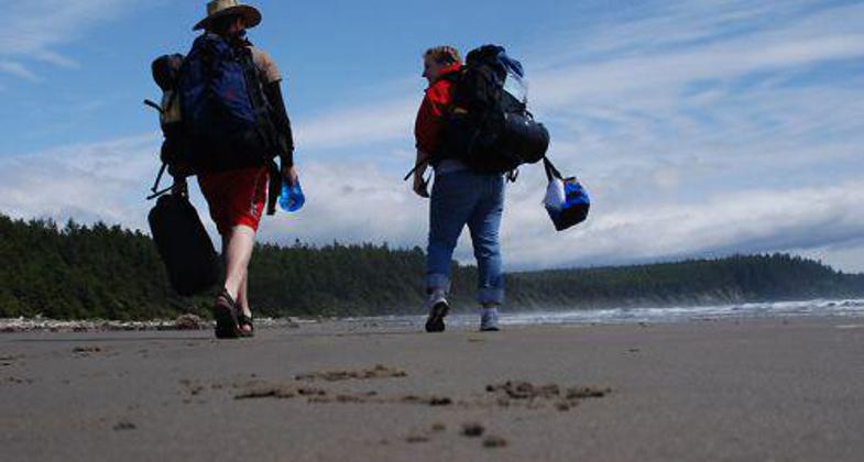 On the beach at the end of the Cape Alava National Recreation Trail in Washington state.