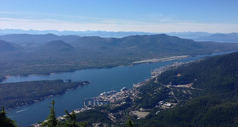 A view of Ketchikan, Alaska looking northwest from the summit of Deer Mountain. Photo by NorthBySouthBaranof.