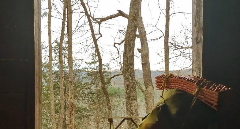 Lloyd's Cabin on the AHT comes with shutters, interior decor, and an awesome view high above the Ohio River. Photo by Pete Banta.