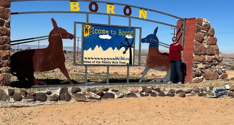 U.S. Borax Visitor Center roadside sign; Photo by Bob and Patty Spore