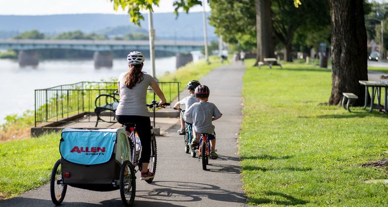 Bikers on the Riverfront Trail. Photo by Josh Killian Photography
