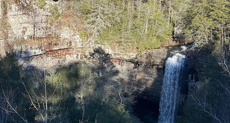 Hiking behind a waterfall